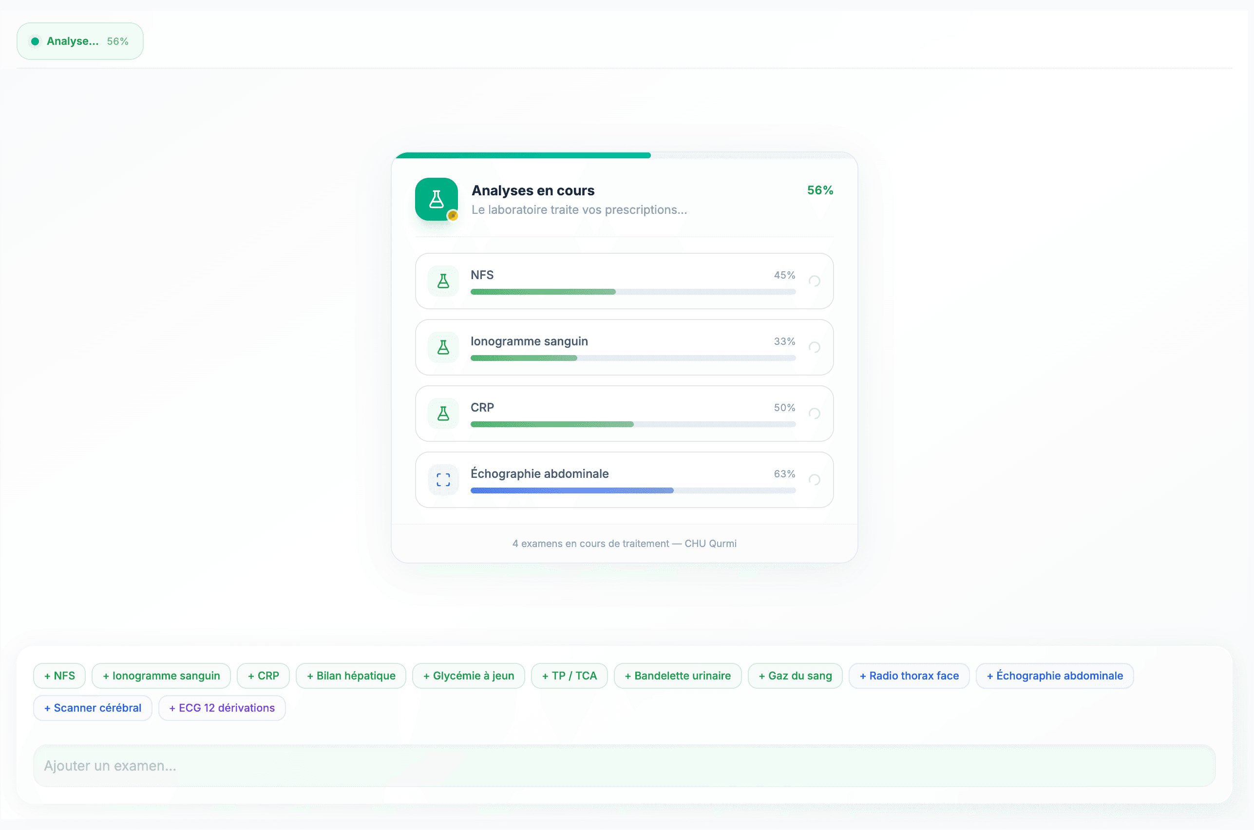 Chargement des résultats paracliniques