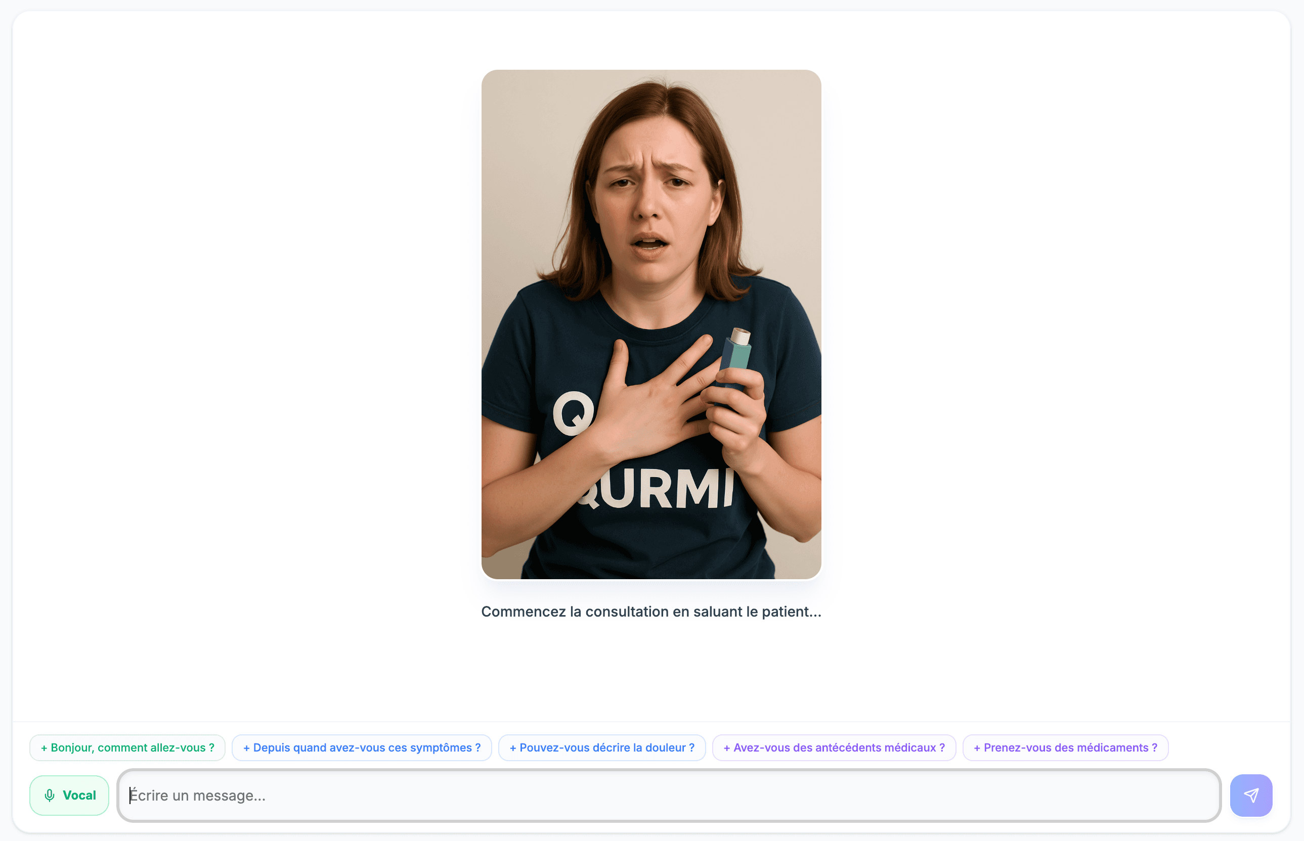 Consultation virtuelle avec patient IA